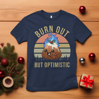 Funny Christmas Pudding T Shirt Burn Out But Optimistic Blue Flame - Wonder Print Shop