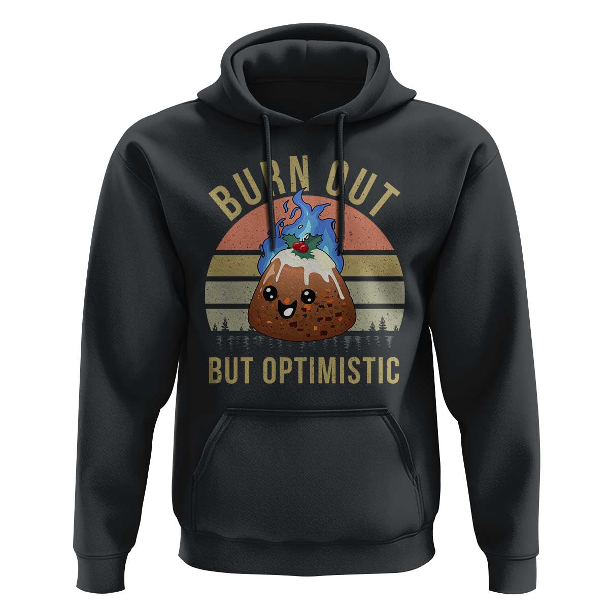 Funny Christmas Pudding Hoodie Burn Out But Optimistic Blue Flame - Wonder Print Shop