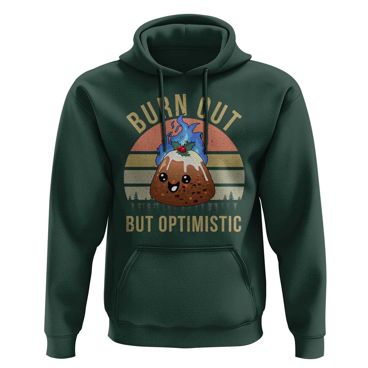 Funny Christmas Pudding Hoodie Burn Out But Optimistic Blue Flame - Wonder Print Shop