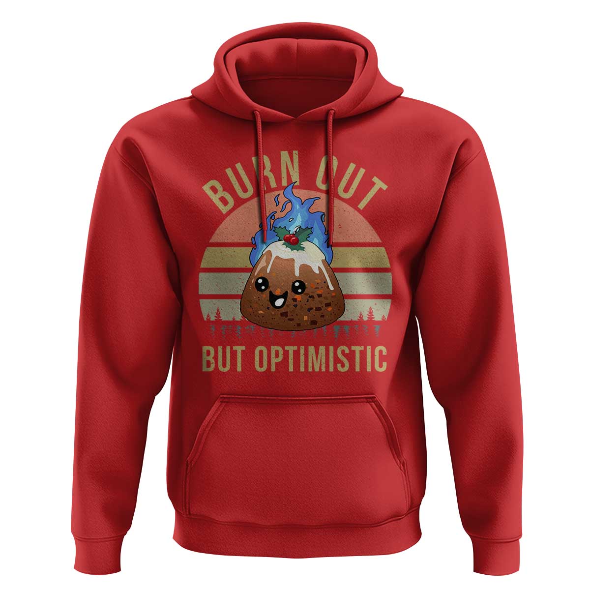 Funny Christmas Pudding Hoodie Burn Out But Optimistic Blue Flame - Wonder Print Shop