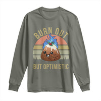 Funny Christmas Pudding Long Sleeve Shirt Burn Out But Optimistic Blue Flame - Wonder Print Shop