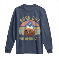 Funny Christmas Pudding Long Sleeve Shirt Burn Out But Optimistic Blue Flame - Wonder Print Shop