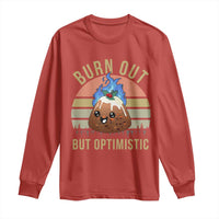 Funny Christmas Pudding Long Sleeve Shirt Burn Out But Optimistic Blue Flame - Wonder Print Shop