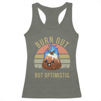 Funny Christmas Pudding Racerback Tank Top Burn Out But Optimistic Blue Flame - Wonder Print Shop