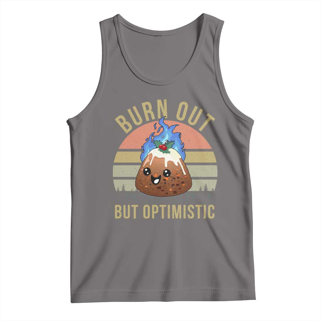 Funny Christmas Pudding Tank Top Burn Out But Optimistic Blue Flame - Wonder Print Shop