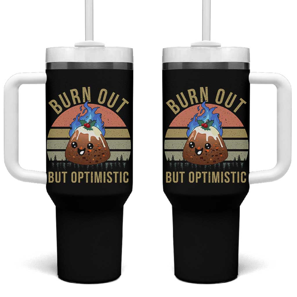 Funny Christmas Pudding Tumbler With Handle Burn Out But Optimistic Blue Flame - Wonder Print Shop