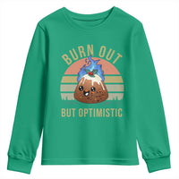 Funny Christmas Pudding Youth Sweatshirt Burn Out But Optimistic Blue Flame - Wonder Print Shop