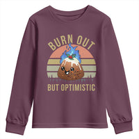 Funny Christmas Pudding Youth Sweatshirt Burn Out But Optimistic Blue Flame - Wonder Print Shop