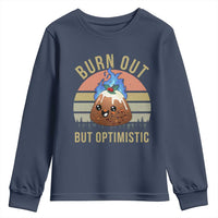 Funny Christmas Pudding Youth Sweatshirt Burn Out But Optimistic Blue Flame - Wonder Print Shop