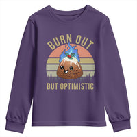 Funny Christmas Pudding Youth Sweatshirt Burn Out But Optimistic Blue Flame - Wonder Print Shop
