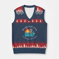 Funny Lil Dumpster Fire Racoon V-Neck Knit Sweater Vest This Little Light Of Mine I Am Going To Let It Shine - Wonder Print Shop