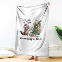 Christmas Hanukkah Racoon Throw Blanket Funny Its Fine I Am Fine Everything Is Fine - Wonder Print Shop
