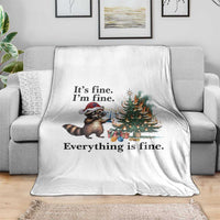 Christmas Hanukkah Racoon Throw Blanket Funny Its Fine I Am Fine Everything Is Fine - Wonder Print Shop