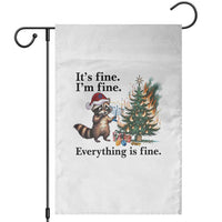 Christmas Hanukkah Racoon Garden Flag Funny Its Fine I Am Fine Everything Is Fine - Wonder Print Shop