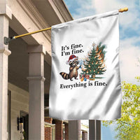 Christmas Hanukkah Racoon Garden Flag Funny Its Fine I Am Fine Everything Is Fine - Wonder Print Shop
