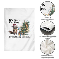 Christmas Hanukkah Racoon Garden Flag Funny Its Fine I Am Fine Everything Is Fine - Wonder Print Shop