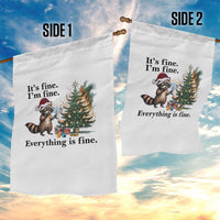 Christmas Hanukkah Racoon Garden Flag Funny Its Fine I Am Fine Everything Is Fine - Wonder Print Shop