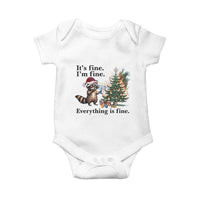 Christmas Hanukkah Racoon Baby Onesie Funny Its Fine I Am Fine Everything Is Fine - Wonder Print Shop