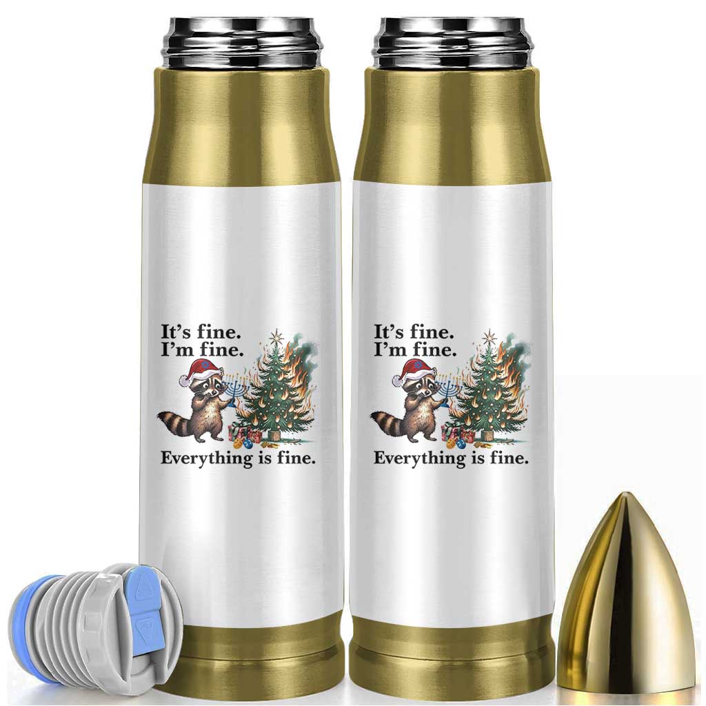 Christmas Hanukkah Racoon Bullet Tumbler Funny Its Fine I Am Fine Everything Is Fine - Wonder Print Shop