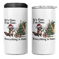 Christmas Hanukkah Racoon 4 in 1 Can Cooler Tumbler Funny Its Fine I Am Fine Everything Is Fine - Wonder Print Shop