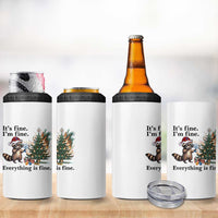 Christmas Hanukkah Racoon 4 in 1 Can Cooler Tumbler Funny Its Fine I Am Fine Everything Is Fine - Wonder Print Shop