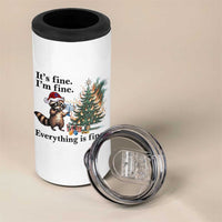 Christmas Hanukkah Racoon 4 in 1 Can Cooler Tumbler Funny Its Fine I Am Fine Everything Is Fine - Wonder Print Shop