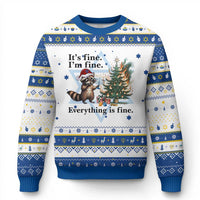 Christmas Chanukah Racoon Hanukkah Ugly Sweater Funny Its Fine I Am Fine Everything Is Fine - Wonder Print Shop