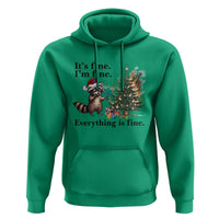 Christmas Hanukkah Racoon Hoodie Funny Its Fine I Am Fine Everything Is Fine - Wonder Print Shop