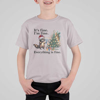 Christmas Hanukkah Racoon T Shirt For Kid Funny Its Fine I Am Fine Everything Is Fine - Wonder Print Shop