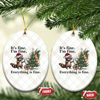 Christmas Hanukkah Racoon Ceramic Ornament Funny Its Fine I Am Fine Everything Is Fine - Wonder Print Shop