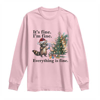 Christmas Hanukkah Racoon Long Sleeve Shirt Funny Its Fine I Am Fine Everything Is Fine - Wonder Print Shop