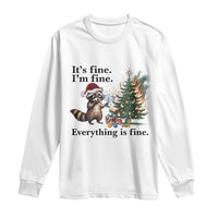 Christmas Hanukkah Racoon Long Sleeve Shirt Funny Its Fine I Am Fine Everything Is Fine - Wonder Print Shop