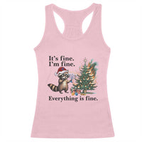 Christmas Hanukkah Racoon Racerback Tank Top Funny Its Fine I Am Fine Everything Is Fine - Wonder Print Shop