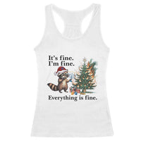 Christmas Hanukkah Racoon Racerback Tank Top Funny Its Fine I Am Fine Everything Is Fine - Wonder Print Shop