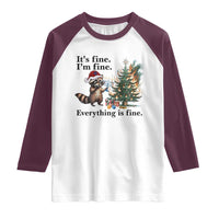 Christmas Hanukkah Racoon Raglan Shirt Funny Its Fine I Am Fine Everything Is Fine - Wonder Print Shop