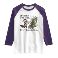 Christmas Hanukkah Racoon Raglan Shirt Funny Its Fine I Am Fine Everything Is Fine - Wonder Print Shop
