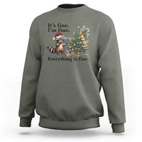Christmas Hanukkah Racoon Sweatshirt Funny Its Fine I Am Fine Everything Is Fine - Wonder Print Shop
