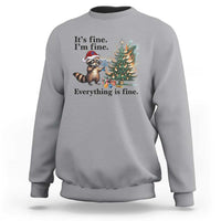 Christmas Hanukkah Racoon Sweatshirt Funny Its Fine I Am Fine Everything Is Fine - Wonder Print Shop