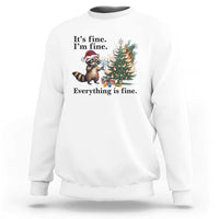 Christmas Hanukkah Racoon Sweatshirt Funny Its Fine I Am Fine Everything Is Fine - Wonder Print Shop