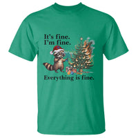 Christmas Hanukkah Racoon T Shirt Funny Its Fine I Am Fine Everything Is Fine - Wonder Print Shop