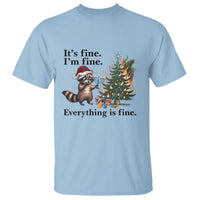 Christmas Hanukkah Racoon T Shirt Funny Its Fine I Am Fine Everything Is Fine - Wonder Print Shop