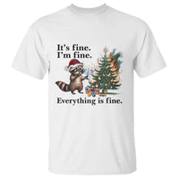 Christmas Hanukkah Racoon T Shirt Funny Its Fine I Am Fine Everything Is Fine - Wonder Print Shop