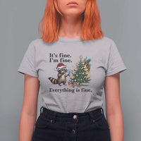 Christmas Hanukkah Racoon T Shirt For Women Funny Its Fine I Am Fine Everything Is Fine - Wonder Print Shop