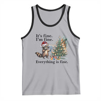 Christmas Hanukkah Racoon Tank Top Funny Its Fine I Am Fine Everything Is Fine - Wonder Print Shop