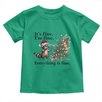 Christmas Hanukkah Racoon Toddler T Shirt Funny Its Fine I Am Fine Everything Is Fine - Wonder Print Shop