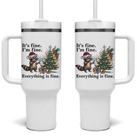 Christmas Hanukkah Racoon Tumbler With Handle Funny Its Fine I Am Fine Everything Is Fine - Wonder Print Shop
