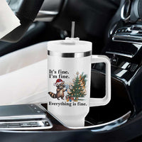 Christmas Hanukkah Racoon Tumbler With Handle Funny Its Fine I Am Fine Everything Is Fine - Wonder Print Shop