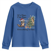 Christmas Hanukkah Racoon Youth Sweatshirt Funny Its Fine I Am Fine Everything Is Fine - Wonder Print Shop