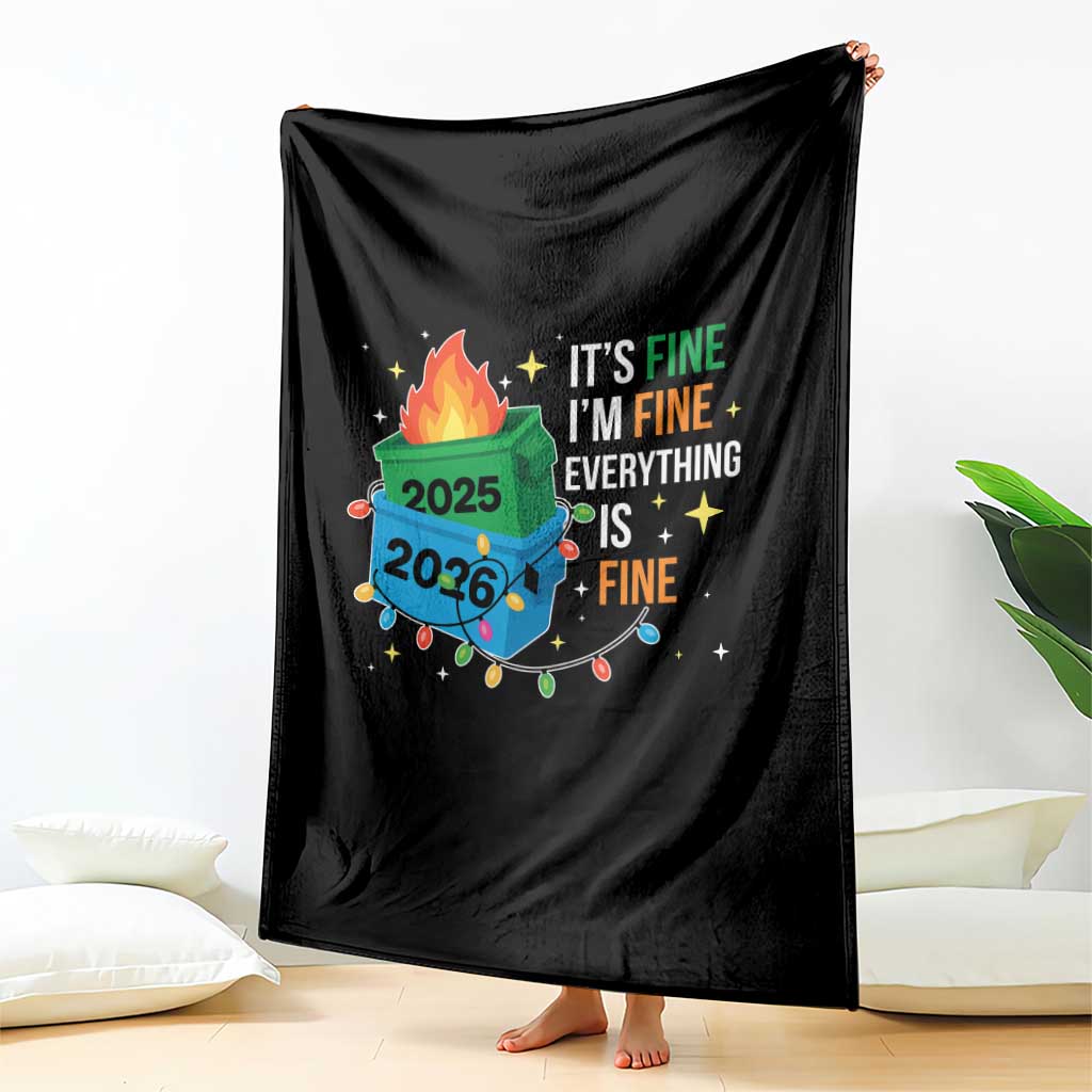 Dumpster Fire Christmas Throw Blanket Funny It's Fine I'm Fine Everything Is Fine - Wonder Print Shop