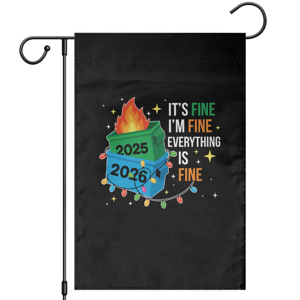 Dumpster Fire Christmas Garden Flag Funny It's Fine I'm Fine Everything Is Fine - Wonder Print Shop